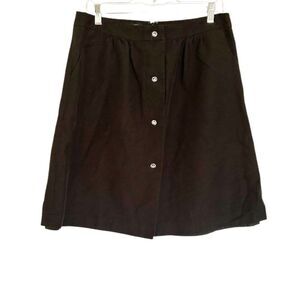 Talbots Black Cotton Rayon Lined Rhinestone Button A Line Skirt Size 10